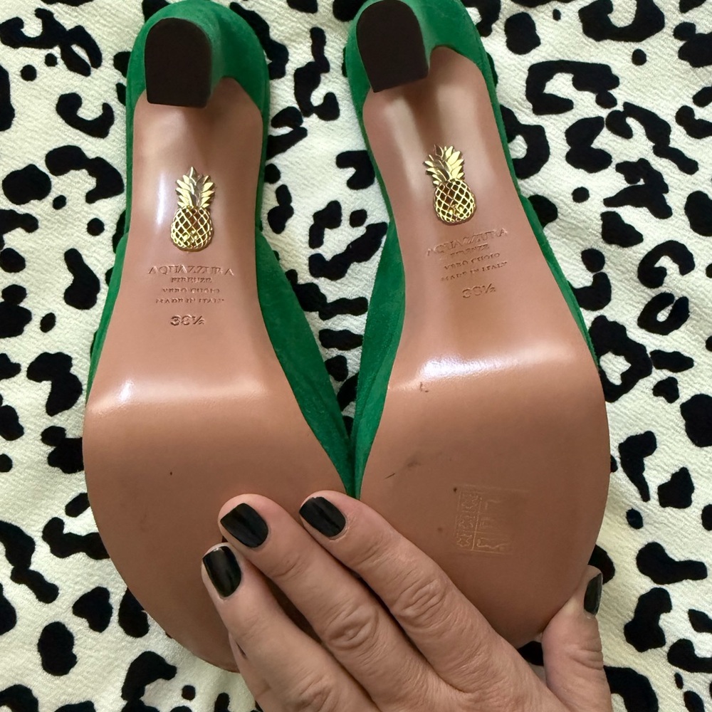 STUNNING KELLY GREEN SUADE AQUAZZURA MULES 💚 - Picture 5 of 6